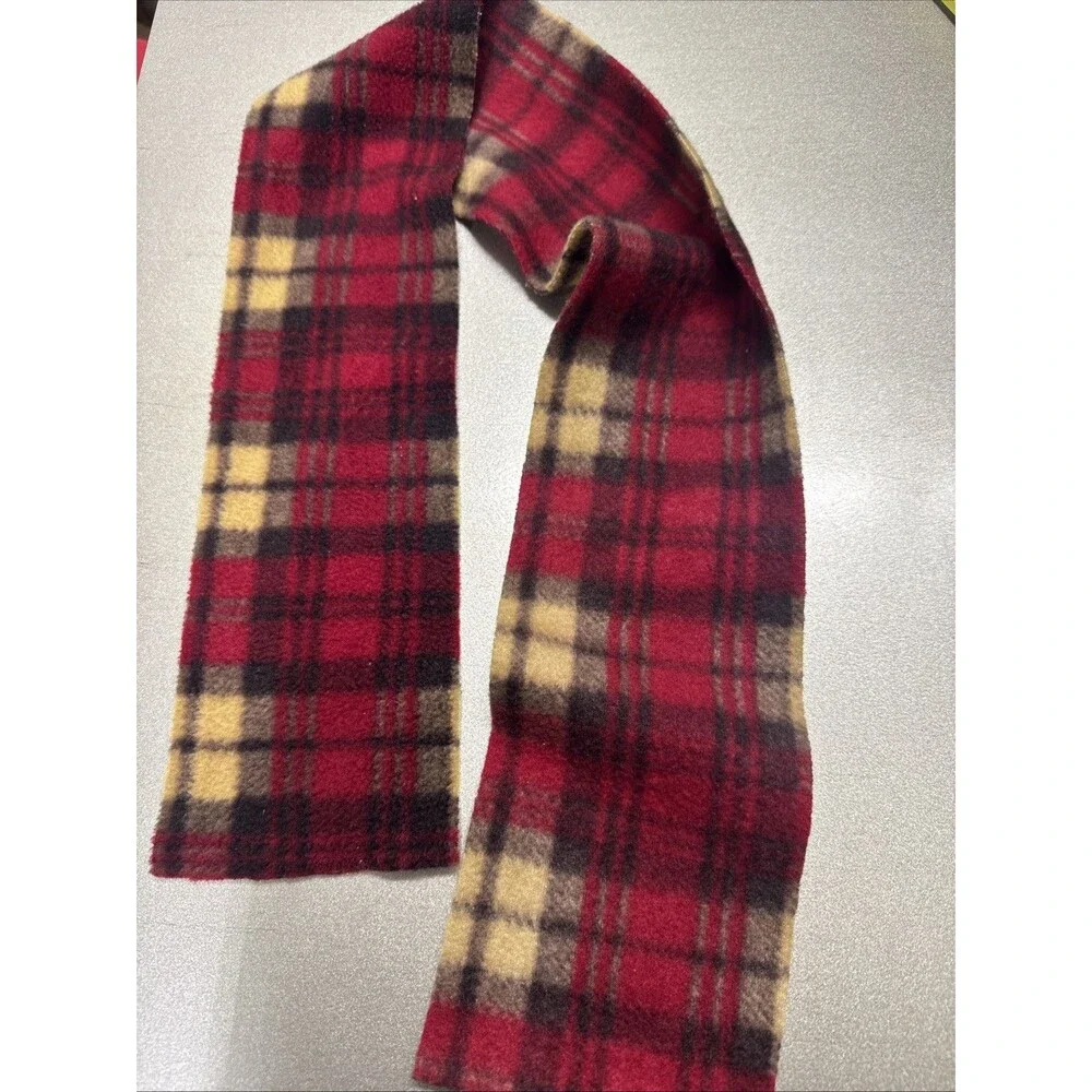 Plaid Fleece Doll Scarf - Classic Red & Tan Tartan Accessory